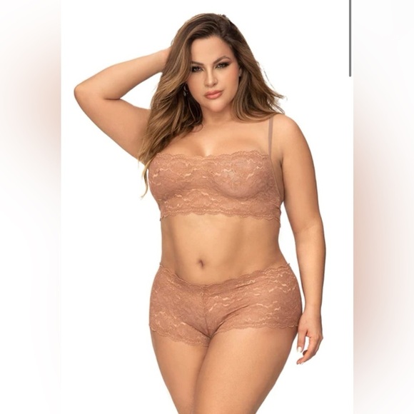 Boutique Other - Mapale Two Piece Taupe‎ Lace Lingerie Set
